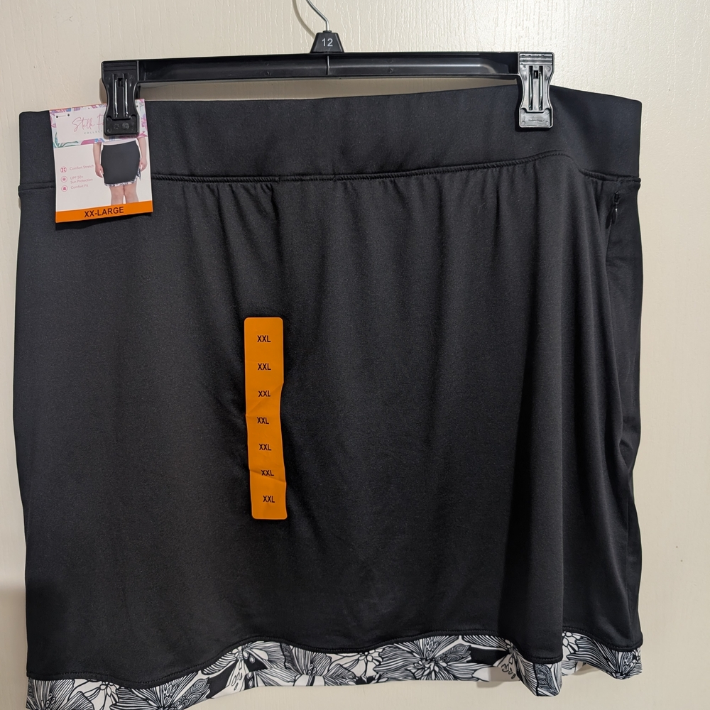 Black Floral Hem Skirt XXL
